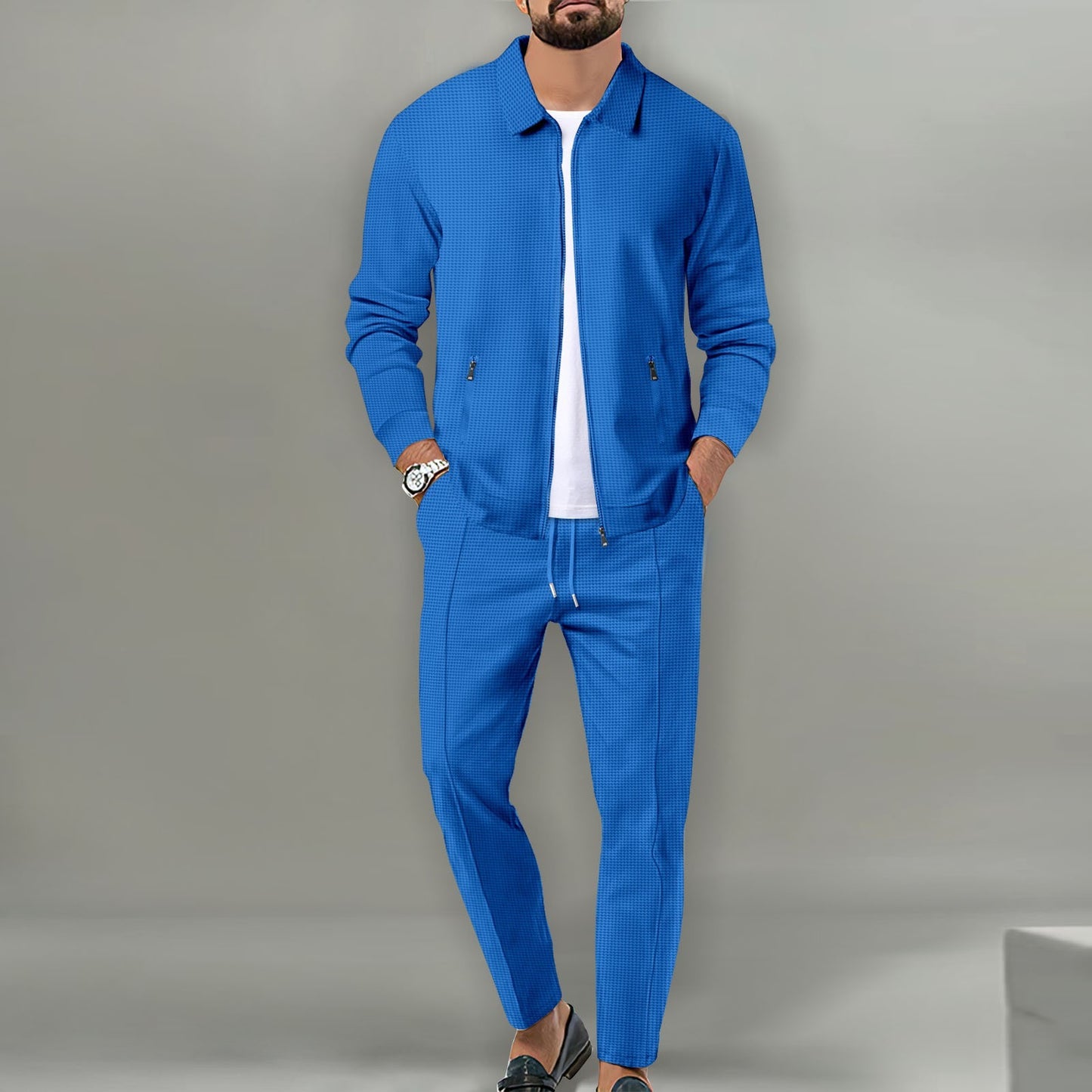 Slim-Fit Reißverschluss-Cardigan Anzug