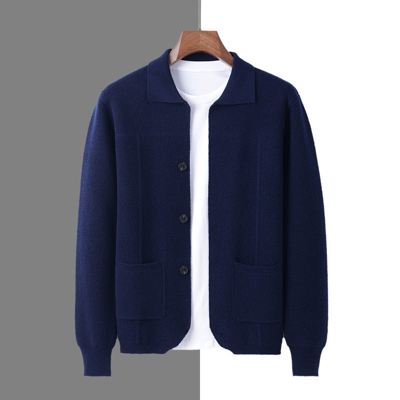 Herren Strickjacke mit Reverskragen und Taschen
