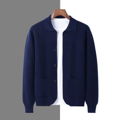 Herren Strickjacke mit Reverskragen und Taschen