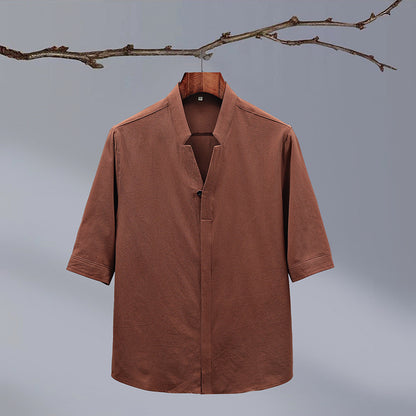 UrbanStoff | Halbarm Hemd mit Stehkragen