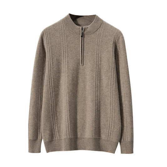 Herren Halbrollkragen Zipper Pullover
