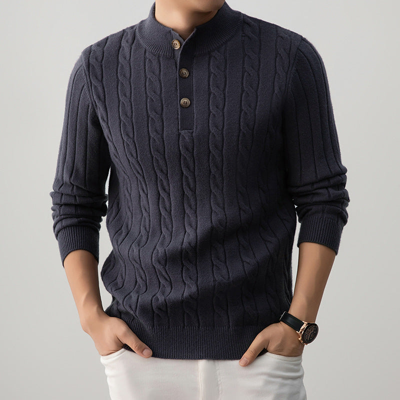 Zopfmuster Henley Pullover