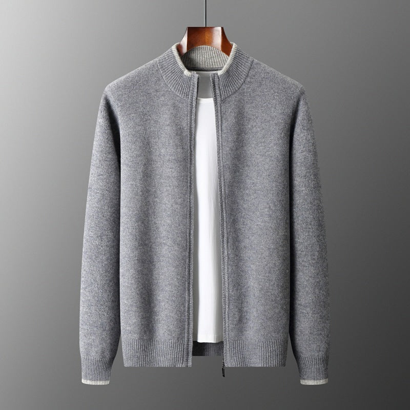 UrbanStoff | Herren Halbrollkragen Strickjacke mit Reißverschluss