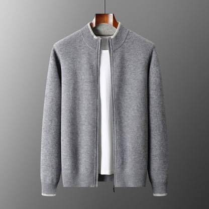UrbanStoff | Herren Halbrollkragen Strickjacke mit Reißverschluss