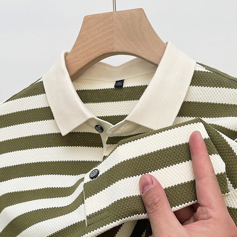 UrbanStoff | Herren Gestreiftes Poloshirt – Kurzarm