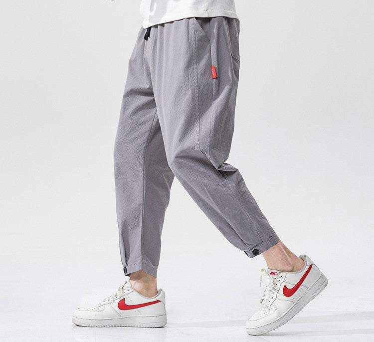 Baumwoll-Leinen-Cropped-Hose