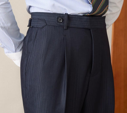Gestreifte High-Waist Anzughose