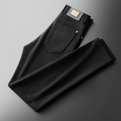 Herren Jacquard Freizeit Hose