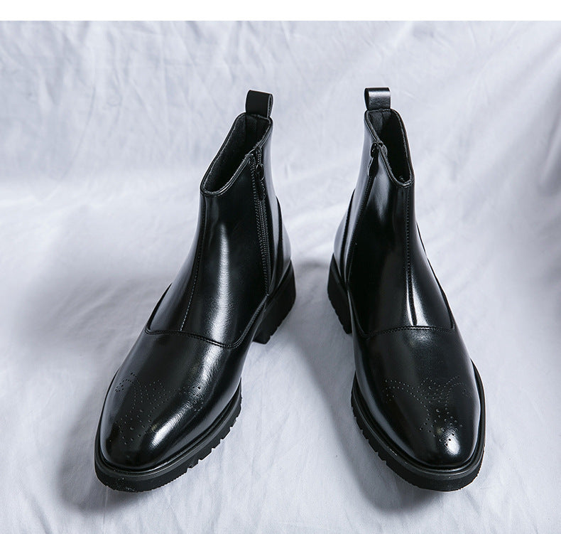 Klassische Lederstiefel mit Reißverschluss