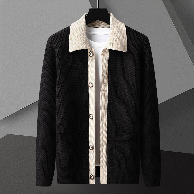 Strickjacke mit Kontrastkragen