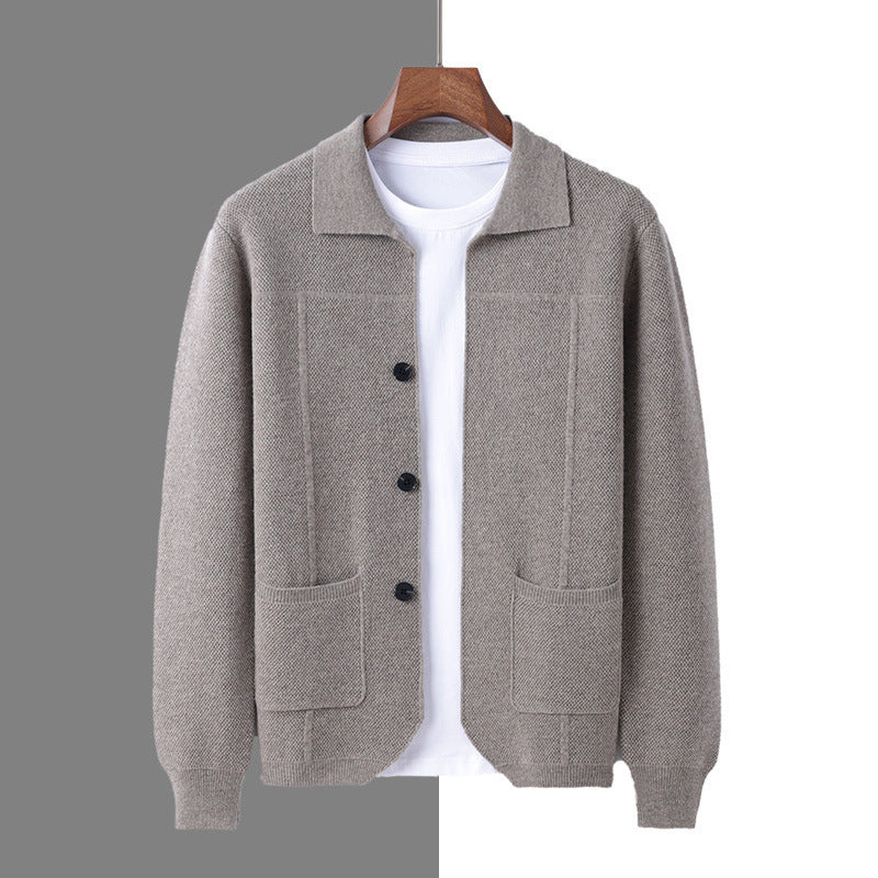 Herren Strickjacke mit Reverskragen und Taschen