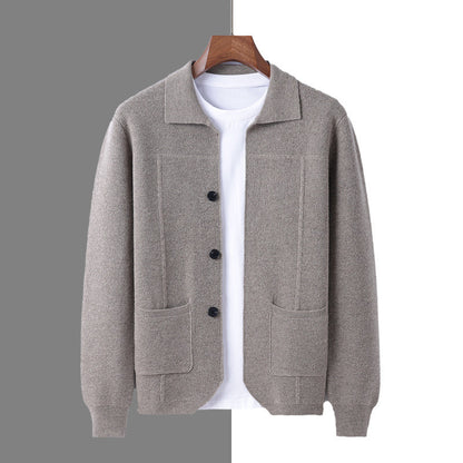Herren Strickjacke mit Reverskragen und Taschen