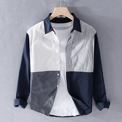 UrbanStoff | Gestreiftes Patchwork-Hemd