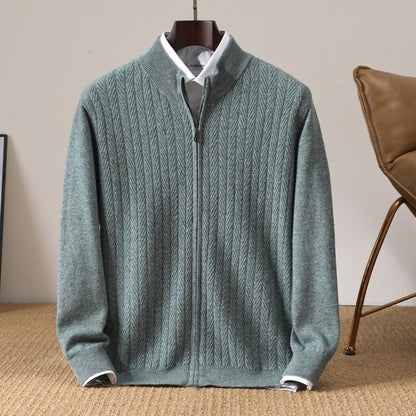 Strickjacke mit Reißverschluss und verdrehtem Strick