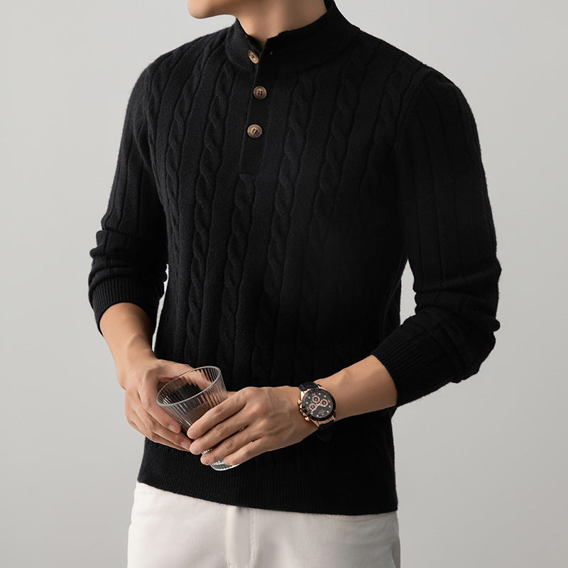 Zopfmuster Henley Pullover