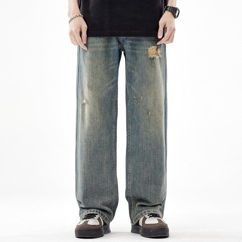 UrbanStoff | Retro Wide-Leg Ripped-Jeans