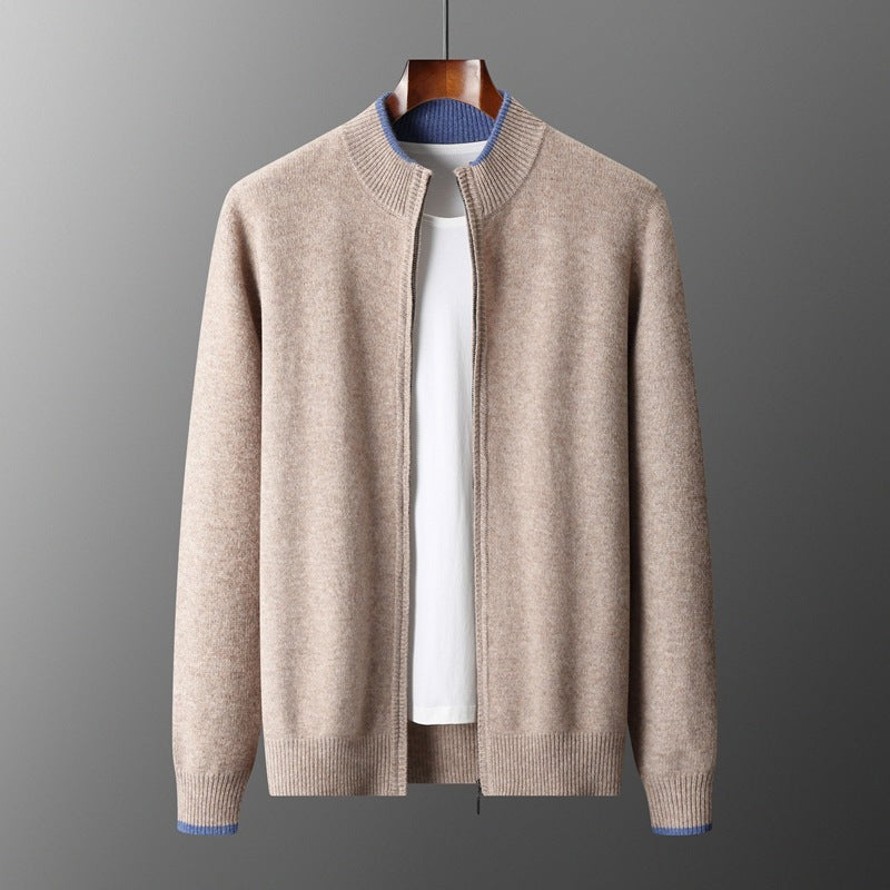 UrbanStoff | Herren Halbrollkragen Strickjacke mit Reißverschluss