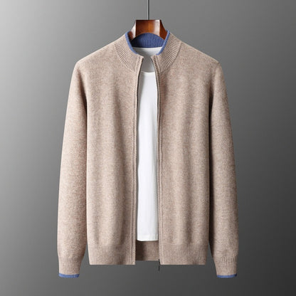 UrbanStoff | Herren Halbrollkragen Strickjacke mit Reißverschluss