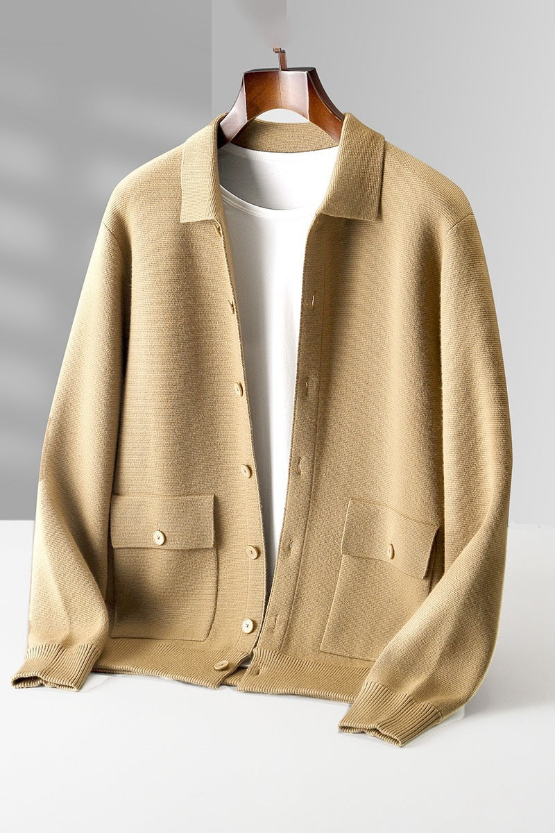 Polokragen Woll-Cardigan