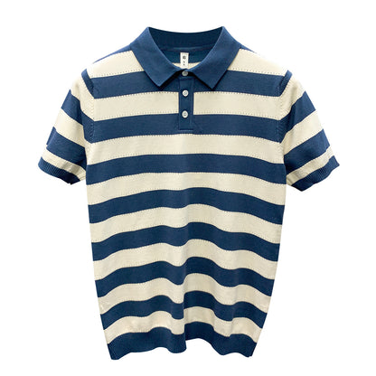UrbanStoff | Gestreiftes Eisseide-Poloshirt