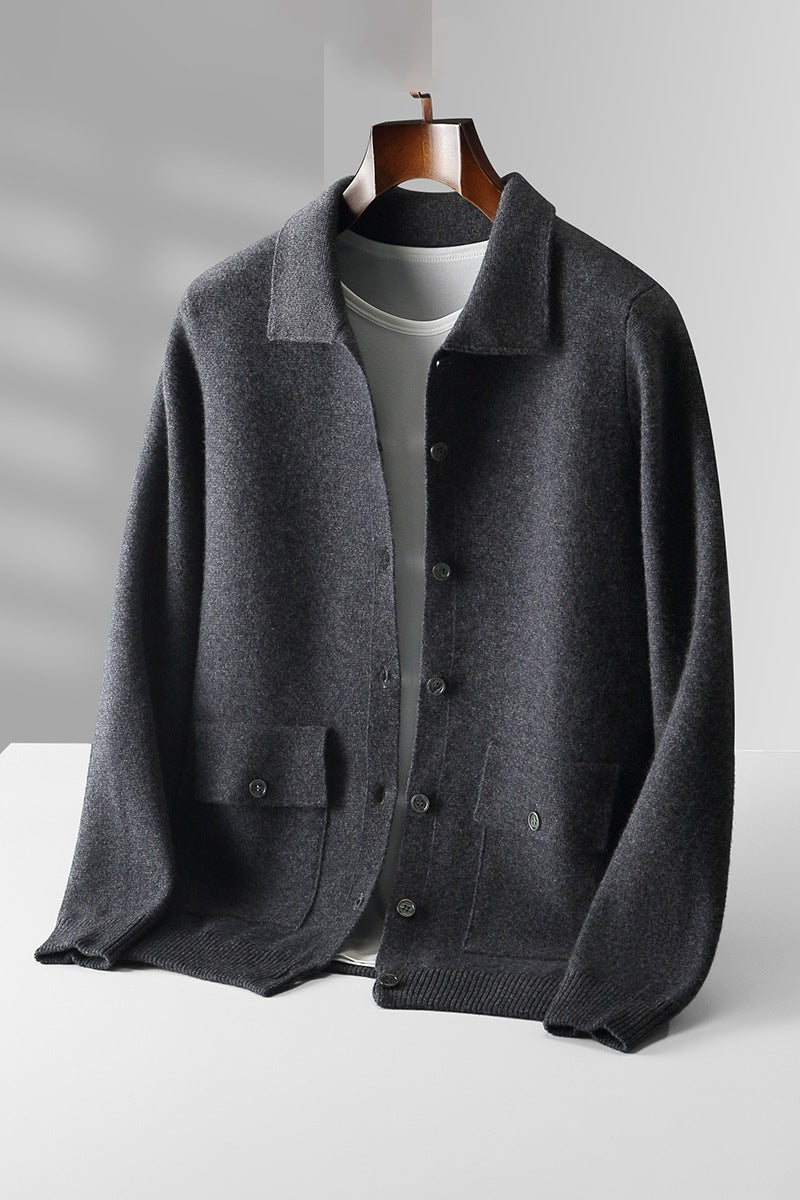 Polokragen Woll-Cardigan