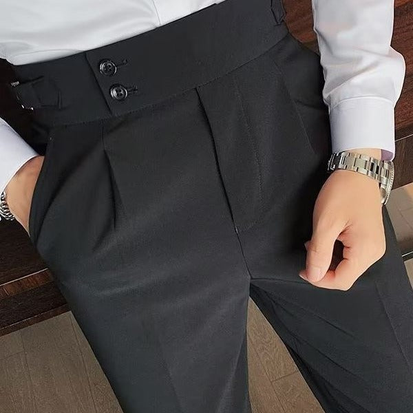 UrbanStoff | Herren Retro High-Waist Gerade Hose
