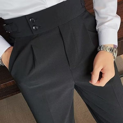 UrbanStoff | Herren Retro High-Waist Gerade Hose