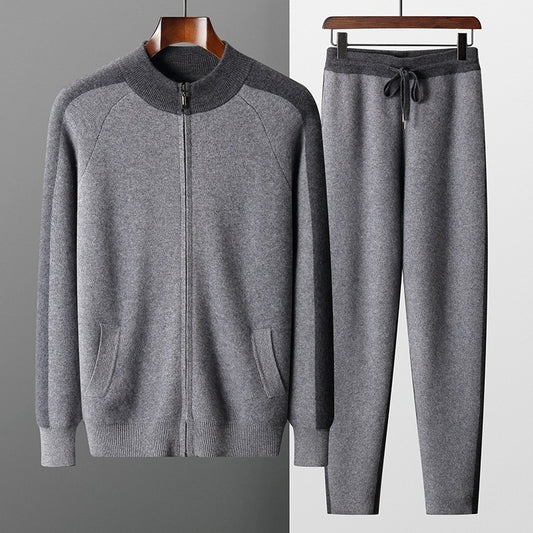 Kaschmir Half-Zip Strick Trainingsanzug
