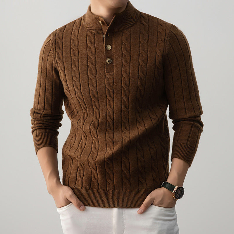 Zopfmuster Henley Pullover