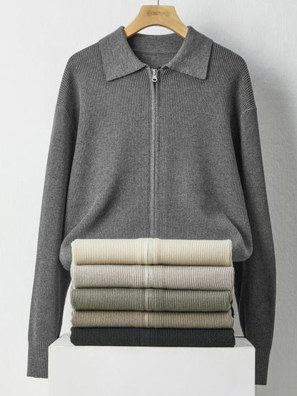 Strickpullover mit Zipper & Kragen