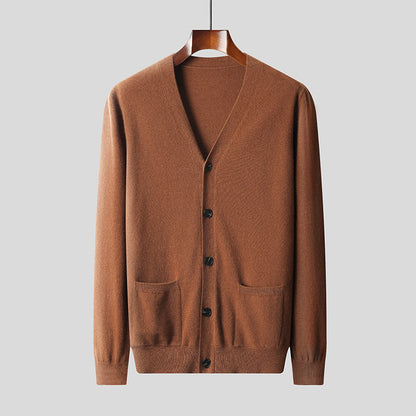 UrbanStoff | Reiner Woll-Cardigan V-Ausschnitt