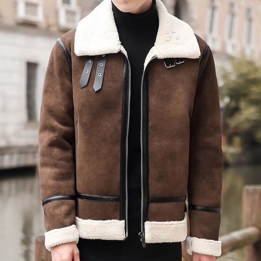 UrbanStoff | Lammfell Biker Lederjacke