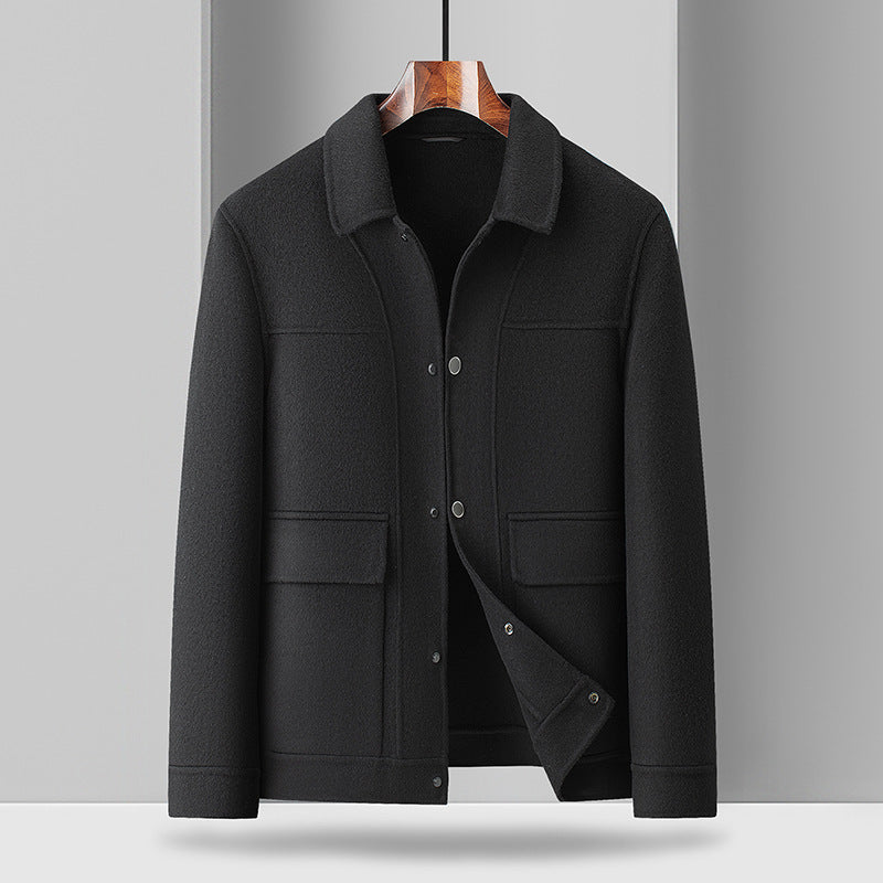 UrbanStoff | Wollmantel mit Umlegekragen