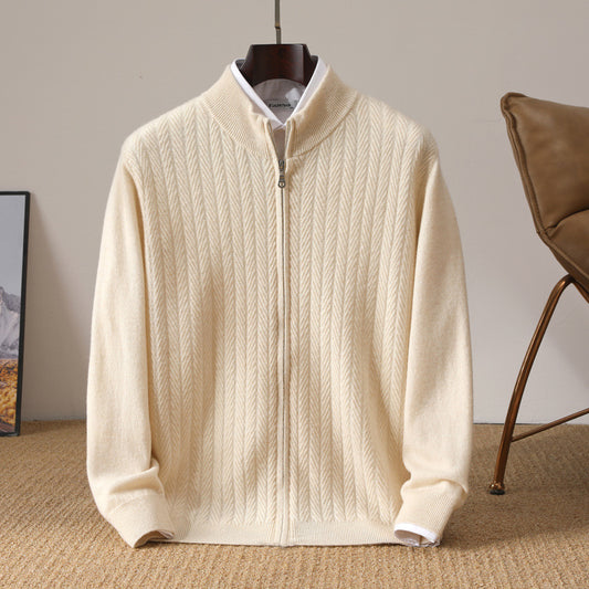 Strickjacke mit Reißverschluss und verdrehtem Strick