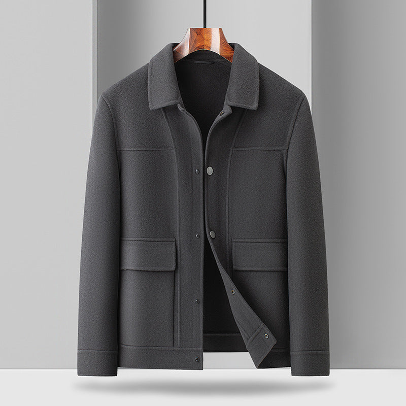UrbanStoff | Wollmantel mit Umlegekragen