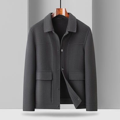 UrbanStoff | Wollmantel mit Umlegekragen