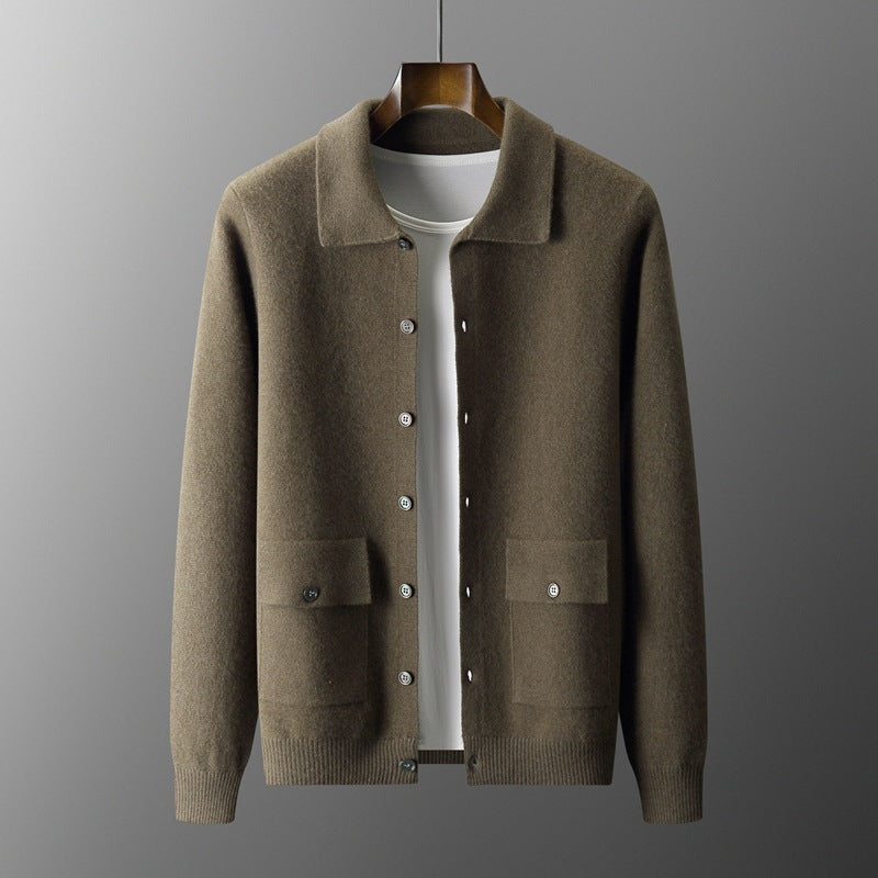 Polokragen Woll-Cardigan