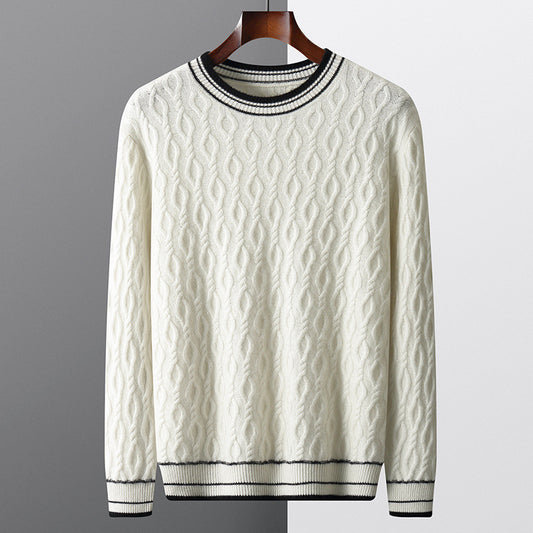 Jacquard Strickpullover mit Rundhalsausschnitt