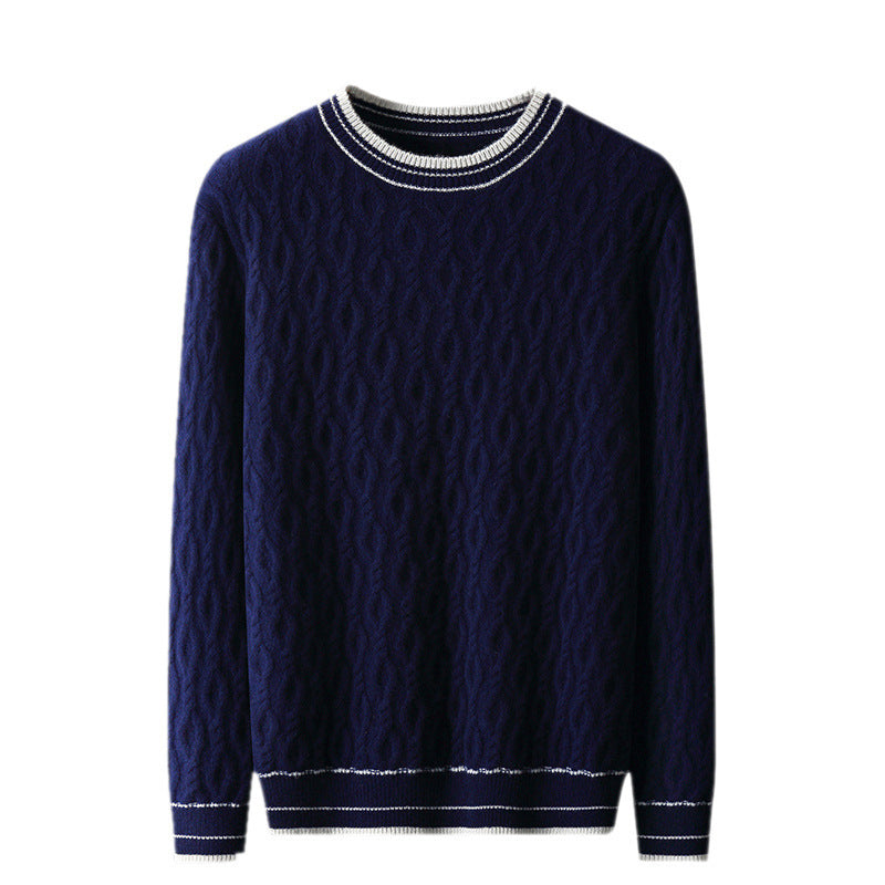 Jacquard Strickpullover mit Rundhalsausschnitt