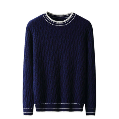 Jacquard Strickpullover mit Rundhalsausschnitt