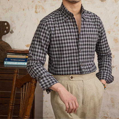 UrbanStoff | Vintage Karo Leinen-Baumwollhemd