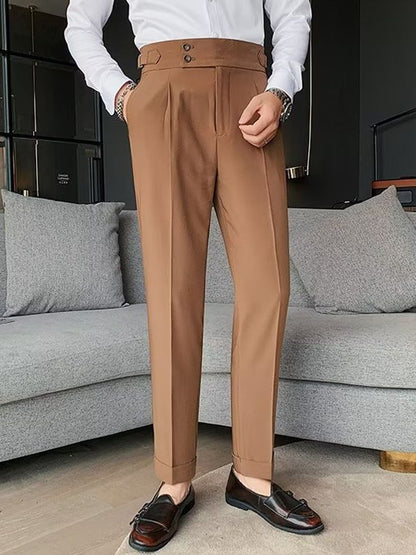 UrbanStoff | Herren Retro High-Waist Gerade Hose