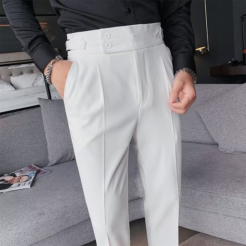 UrbanStoff | Herren Retro High-Waist Gerade Hose