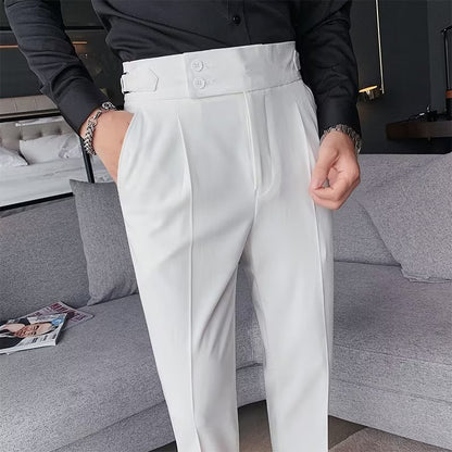 UrbanStoff | Herren Retro High-Waist Gerade Hose