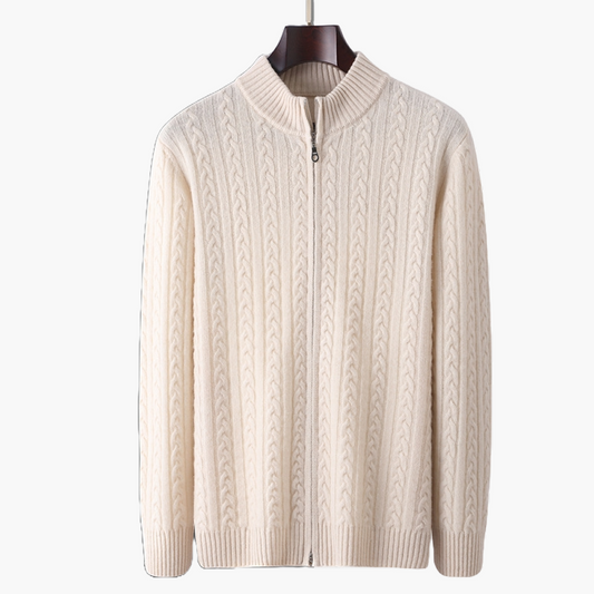 Wollpullover mit Reißverschluss – Stehkragen