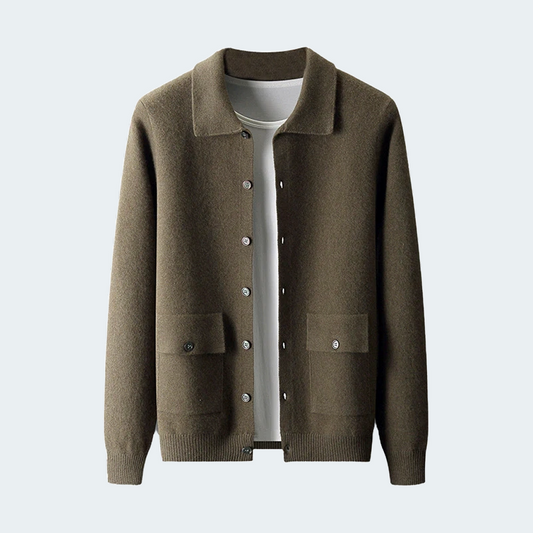 Polokragen Woll-Cardigan