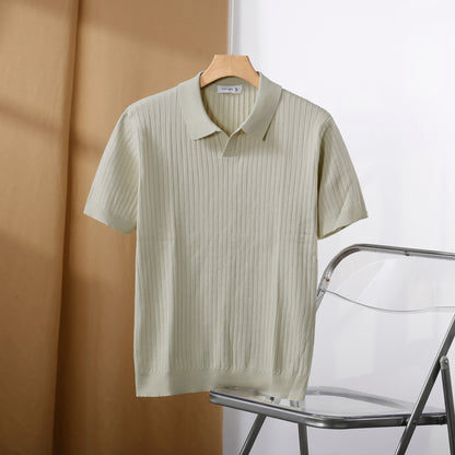 Premium Geripptes Poloshirt