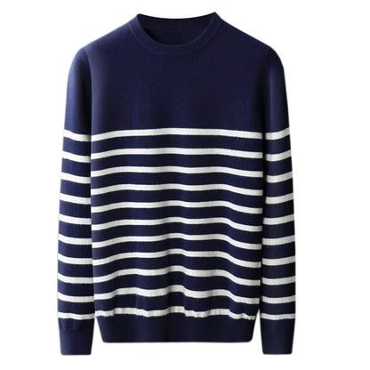 UrbanStoff | Gestreifter Rundhals Pullover