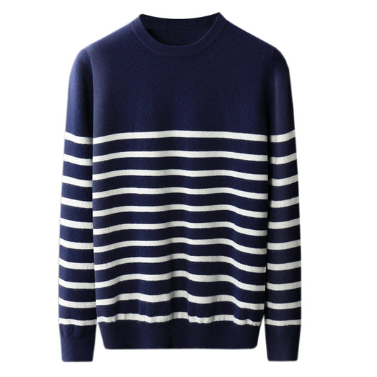 UrbanStoff | Gestreifter Rundhals Pullover