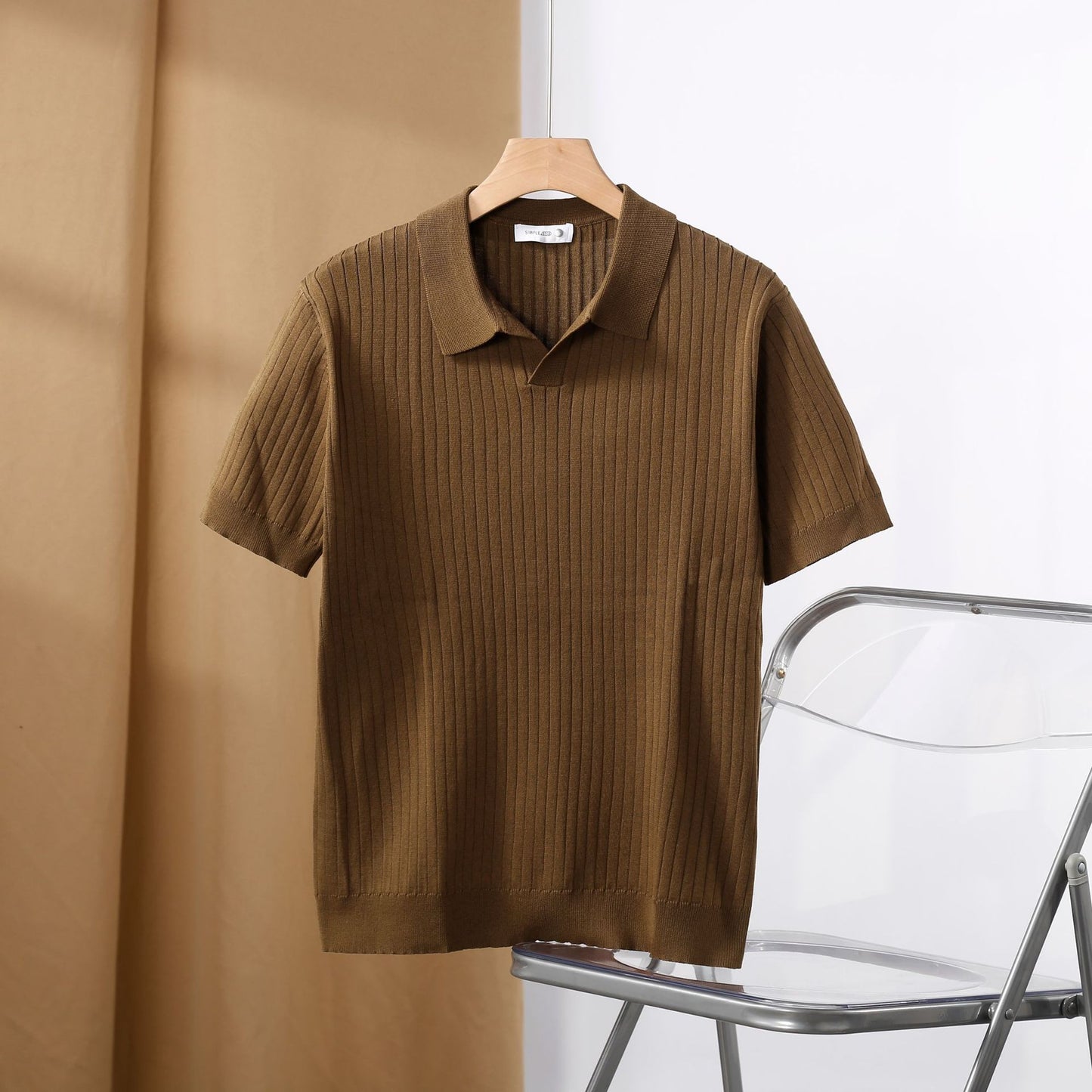 Premium Geripptes Poloshirt